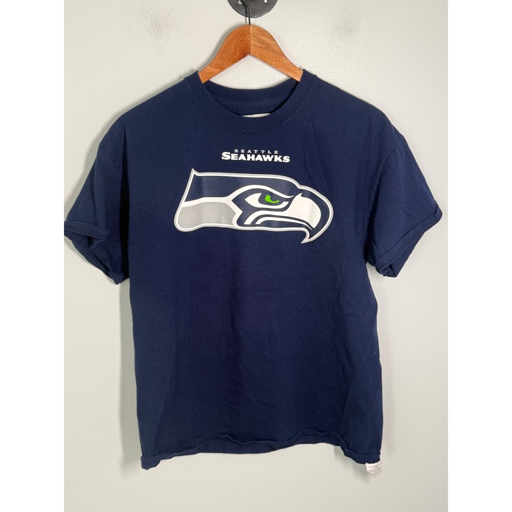 NFL Team Apparel Seattle Seahawks Russell Wilson 3 Navy Blue T-Shirt Mens Large